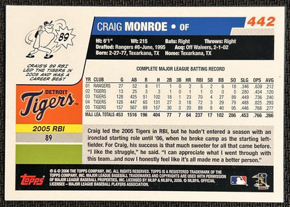 2006 Topps Craig Monroe Detroit Tigers #442