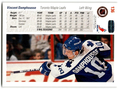 1991-92 Upper Deck Vincent Damphousse Toronto Maple Leafs #136