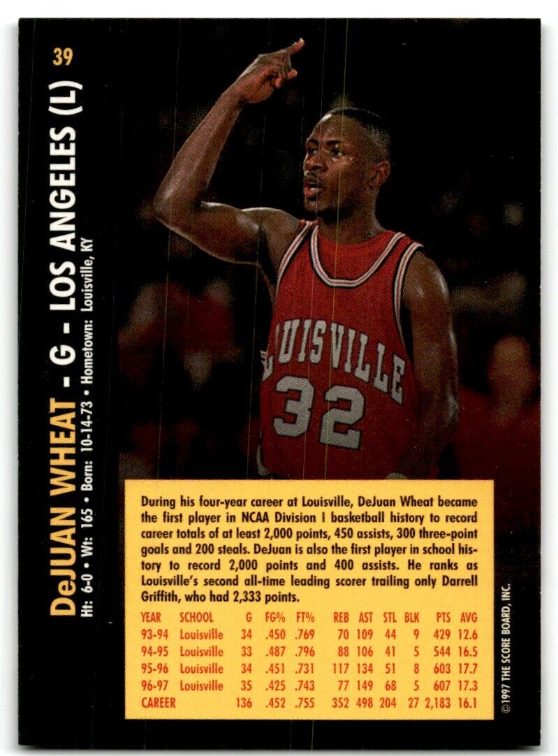 1997-98 Score Board Rookies DeJuan Wheat Louisville Cardinals #39