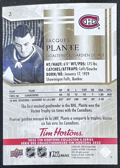 2023-24 Upper Deck Tim Hortons Legends Tim Horton Jacques Plante Montreal