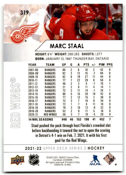 2021-22 Upper Deck Marc Staal Detroit Red Wings #319