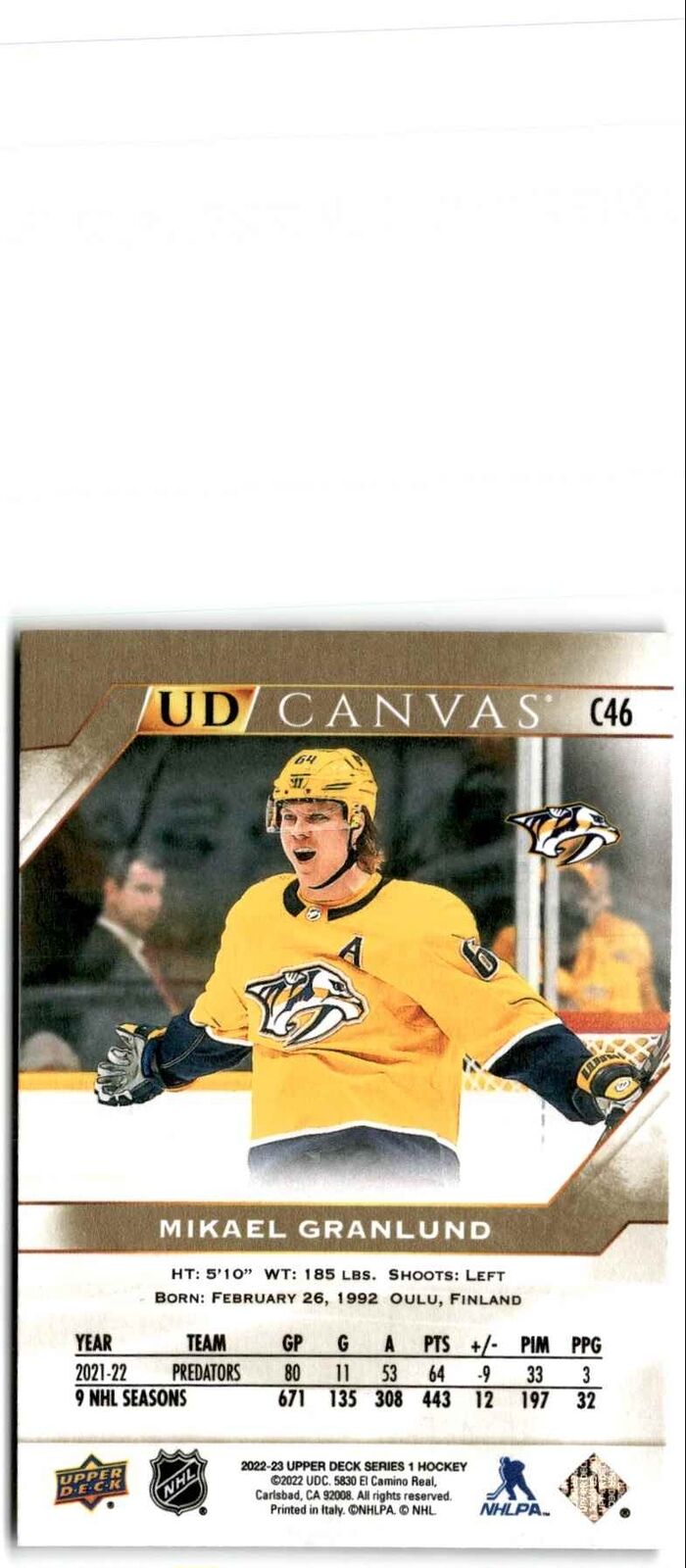 2022-23 Upper Deck UD Canvas Mikael Granlund Nashville Predators #88