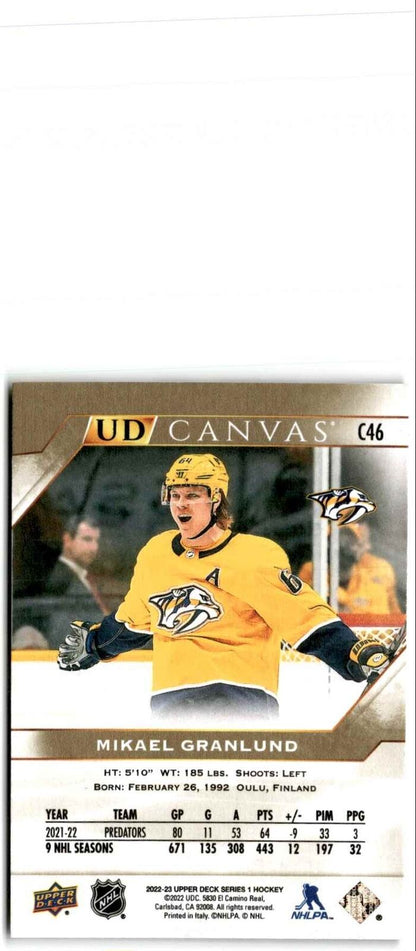 2022-23 Upper Deck UD Canvas Mikael Granlund Nashville Predators #88