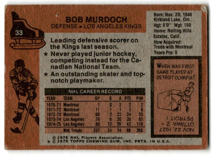 1975-76 Topps Bob Murdoch Los Angeles Kings #33