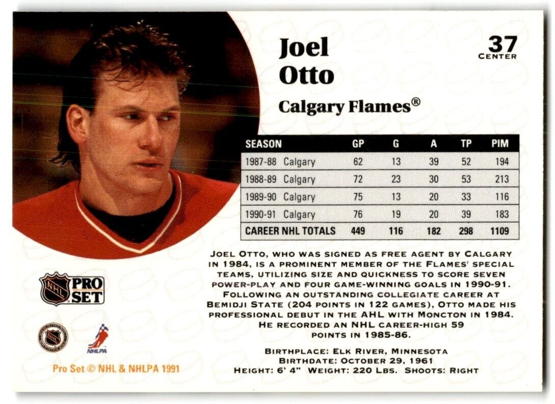 1991-92 Pro Set Joel Otto Calgary Flames #37