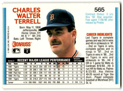 1992 Donruss Walt Terrell Detroit Tigers #565