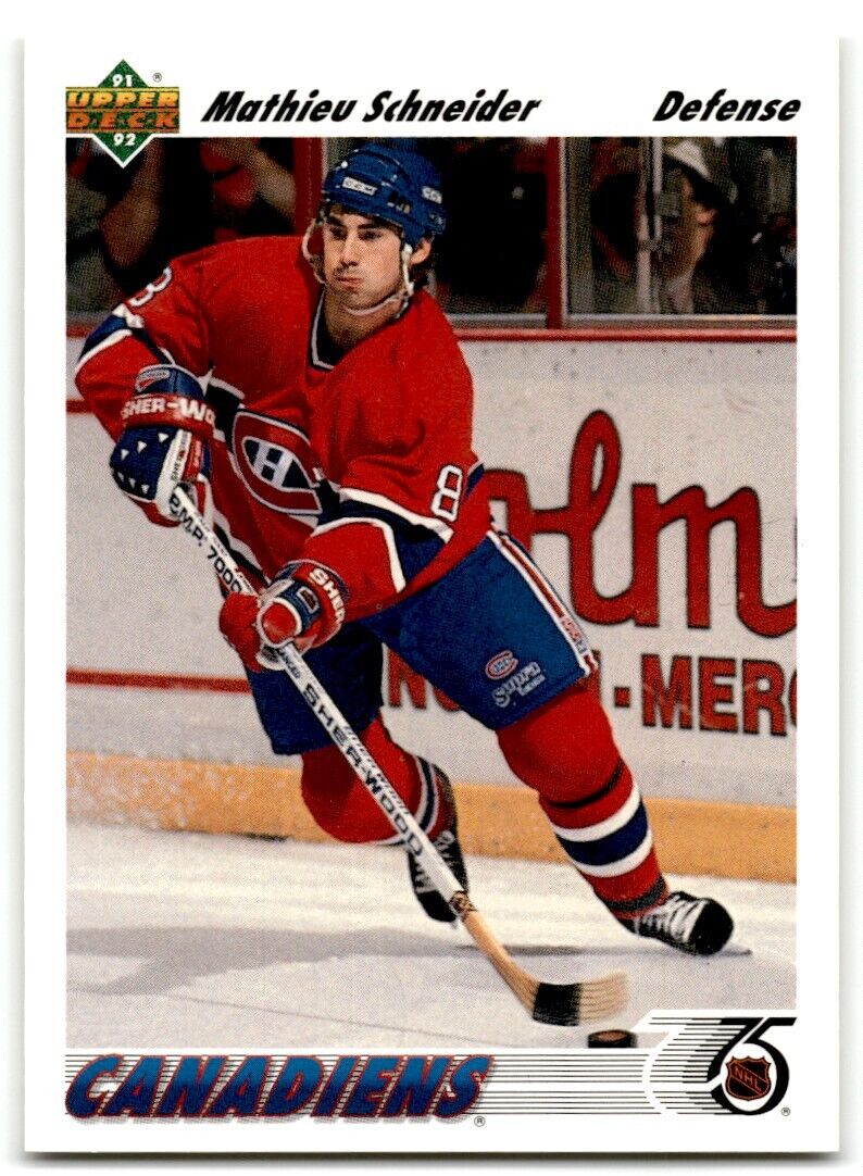 1991-92 Upper Deck Mathieu Schneider Montreal Canadiens #328