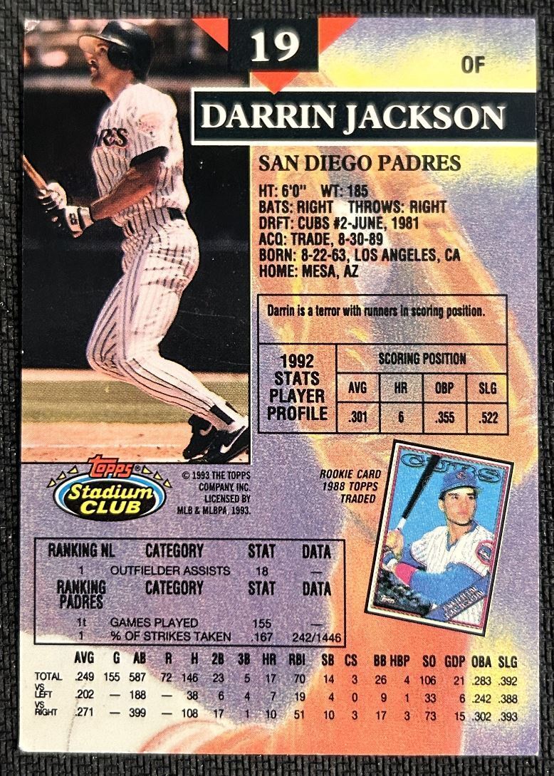 1993 Topps Stadium Club Darrin Jackson San Diego Padres #19