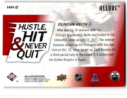 2021-22 Upper Deck Allure Hustle, Hit & Never Quit Duncan Keith Edmonton Oilers