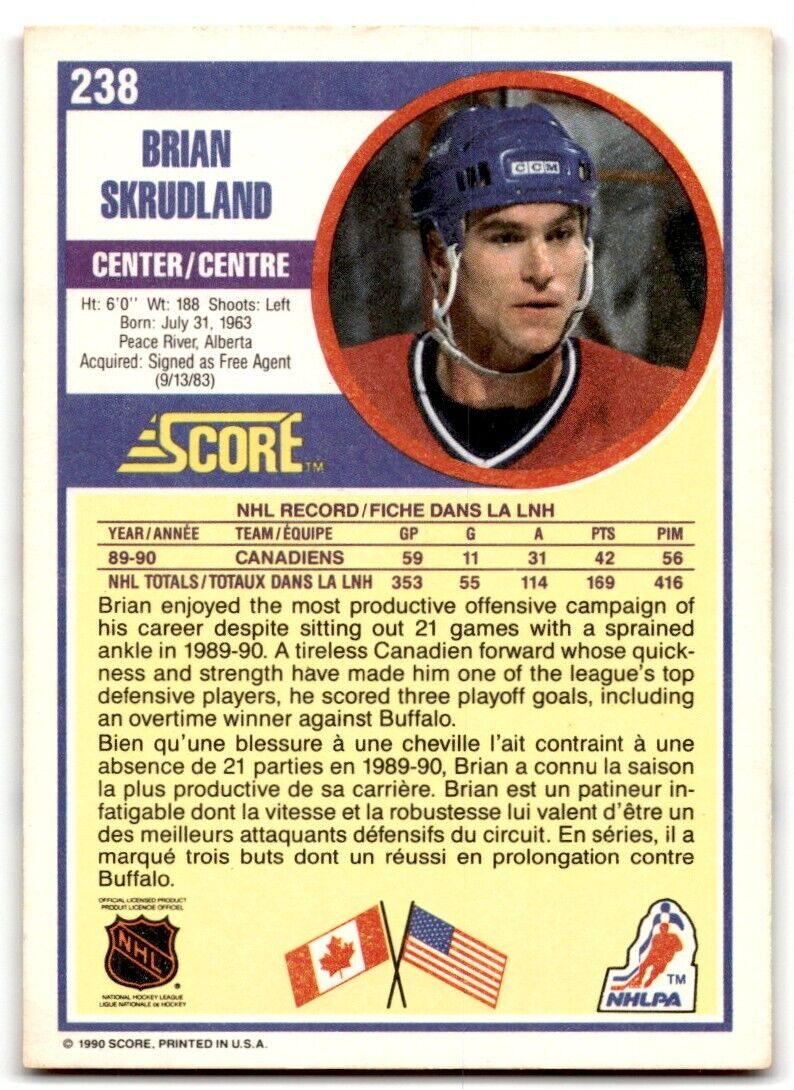 1990-91 Score Brian Skrudland Montreal Canadiens #238