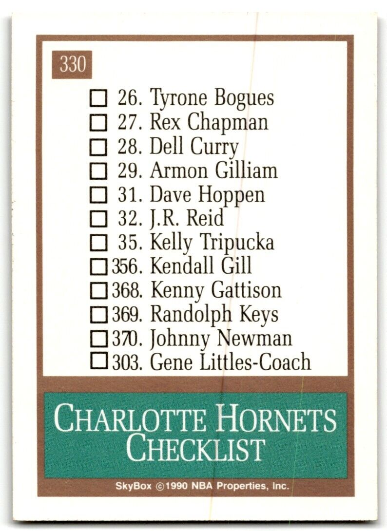 1990-91 SkyBox Charlotte Hornets Charlotte Hornets #330