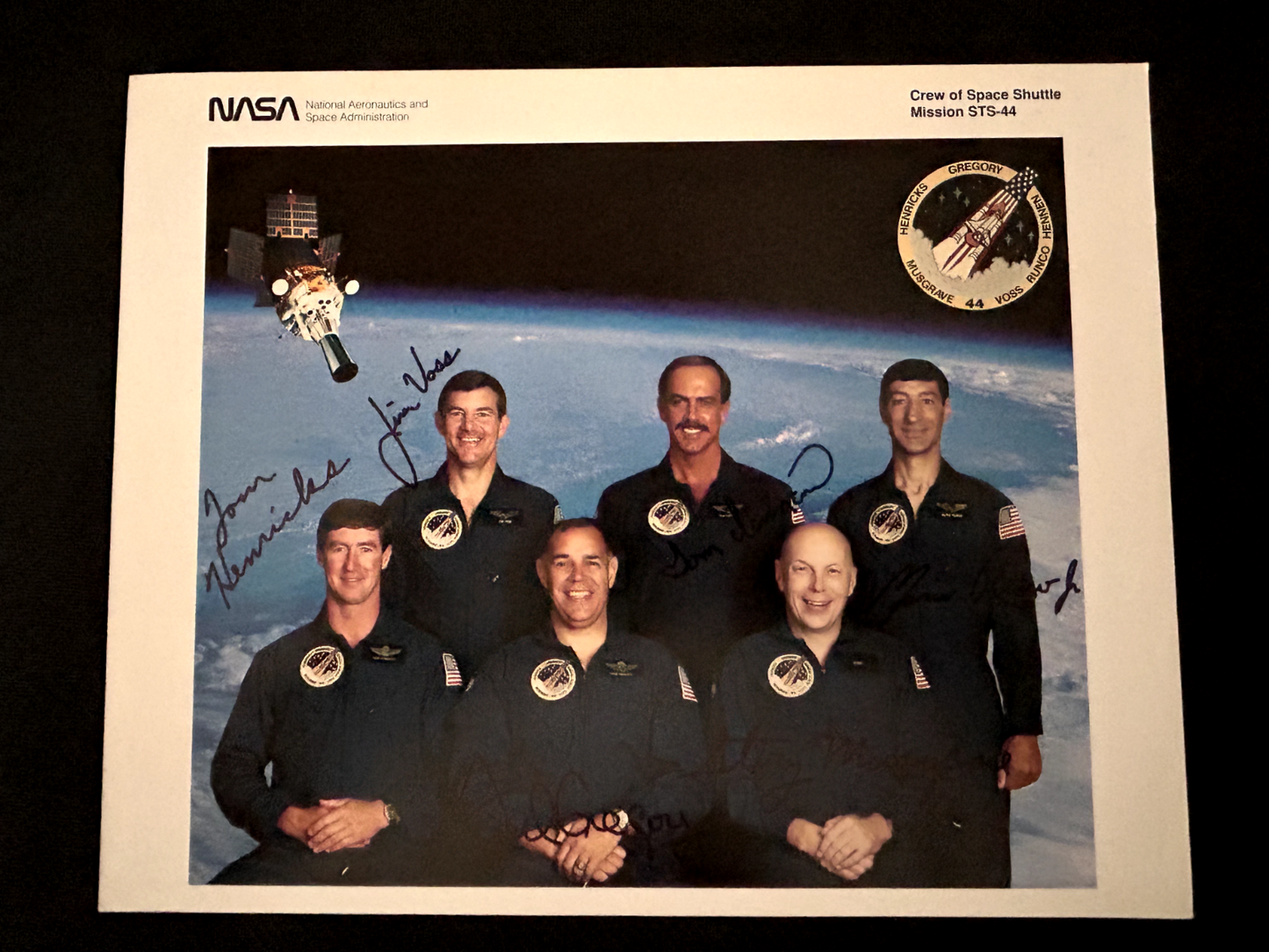 NASA Space Shuttle Atlantis STS-44 Crew AUTOPEN signed photo