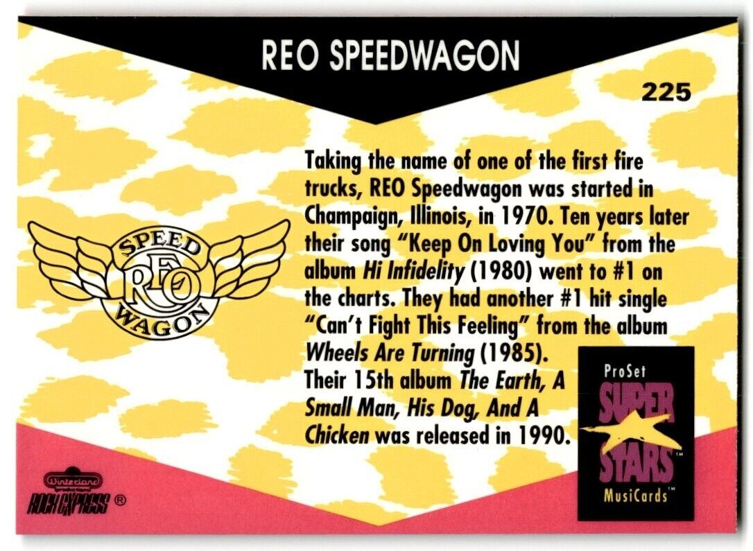 1991-92 ProSet Super Stars MusiCard Reo Speedwagon #225