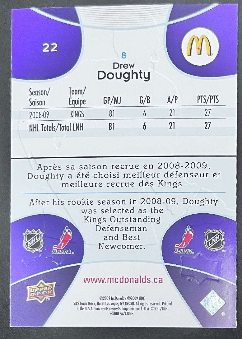 2009-10 Upper Deck McDonald's Drew Doughty Los Angeles Kings #22