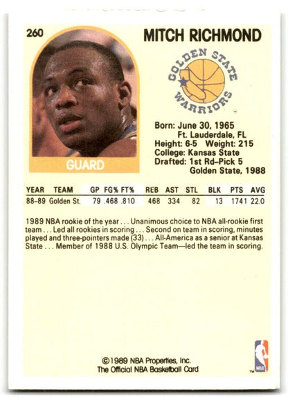 1989-90 Hoops Mitch Richmond Rookie Golden State Warriors #260