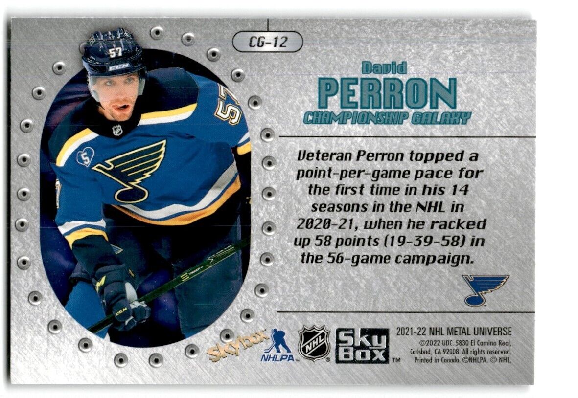 2021-22 Skybox Metal Universe Championship Galaxy David Perron St. Louis Blues