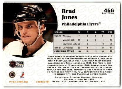 1991-92 Pro Set Brad Jones Rookie Philadelphia Flyers #456