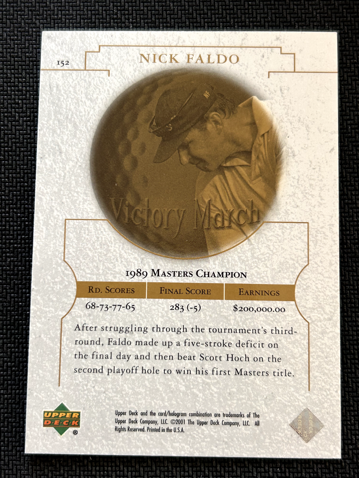 2001 Upper Deck Golf Trading Cards #152 Nick Faldo Victory March