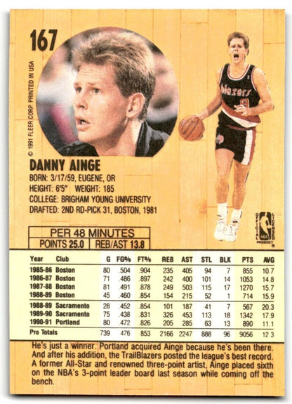 1991-92 Fleer Danny Ainge Portland Trail Blazers #167