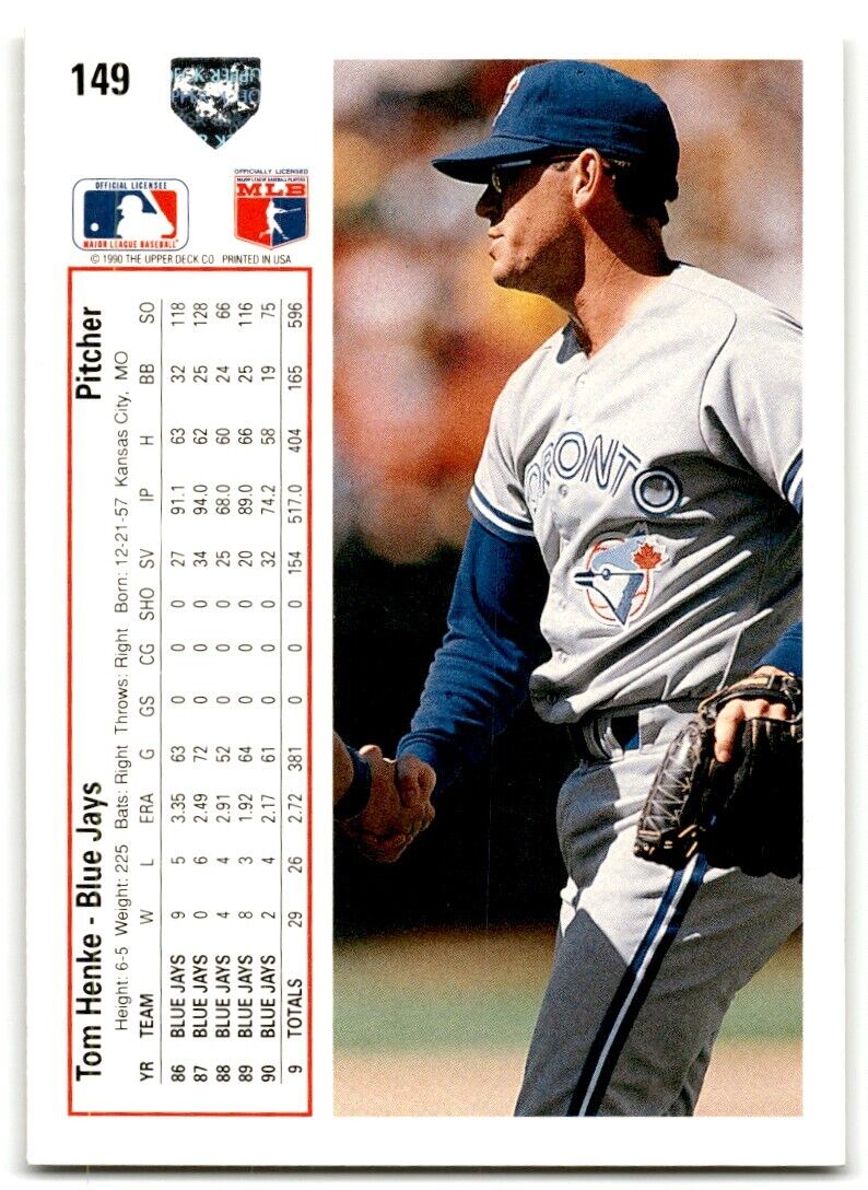 1991 Upper Deck Tom Henke Toronto Blue Jays #264