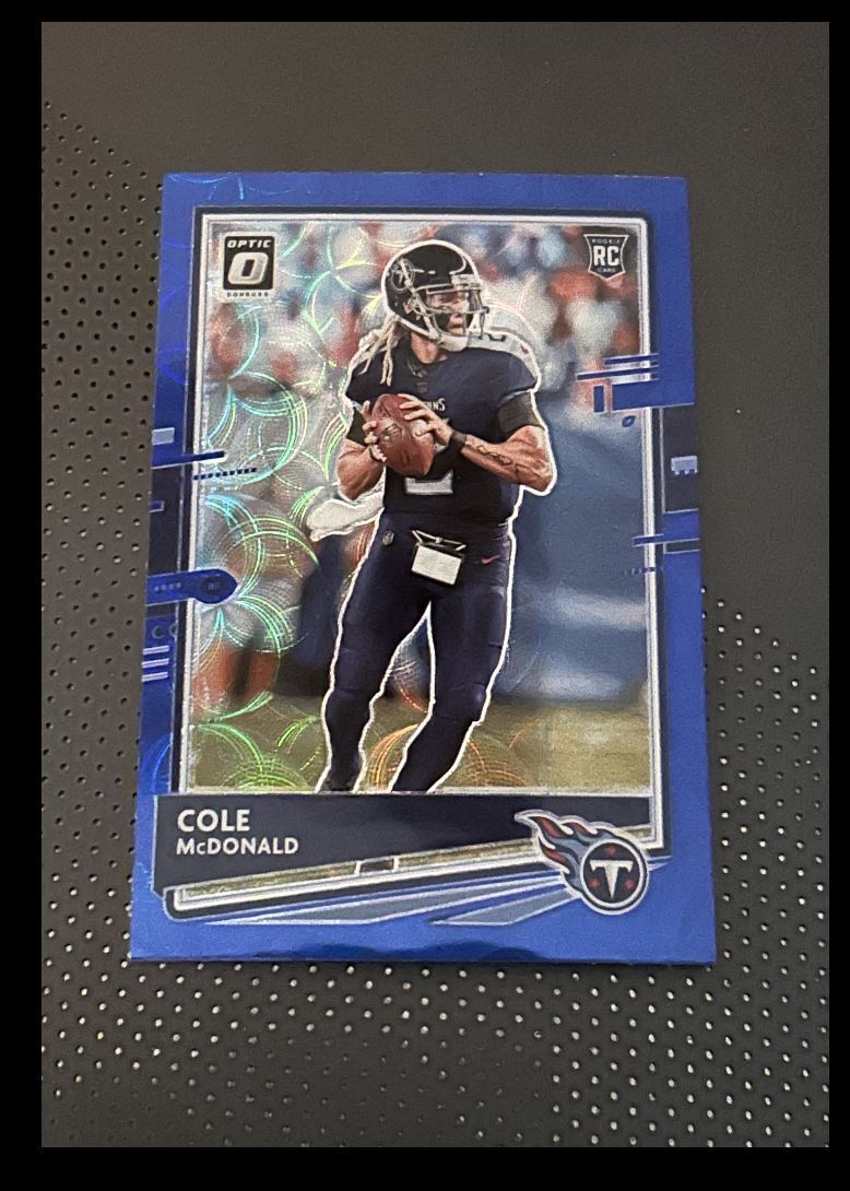 2020 Donruss Optic blue hyper Cole McDonald Rookie Tennessee Titans #148