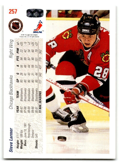 1991-92 Upper Deck French Steve Larmer Chicago Blackhawks #257B