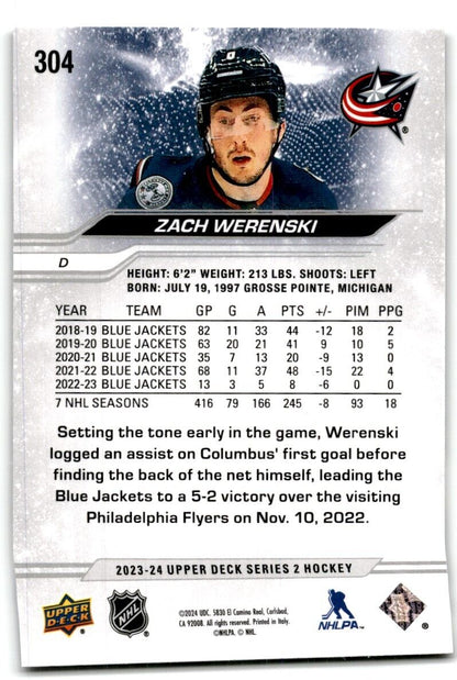 2023-24 Upper Deck Zach Werenski Columbus Blue Jackets #304