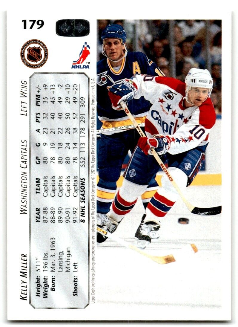 1992-93 Upper Deck Kelly Miller Washington Capitals #179B