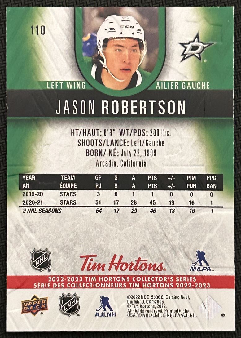 2022-23 Upper Deck Tim Horton Jason Robertson Dallas Stars #110