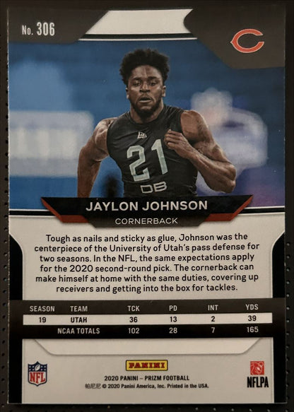 2020 Panini Prizm Jaylon Johnson Rookie Chicago Bears #306