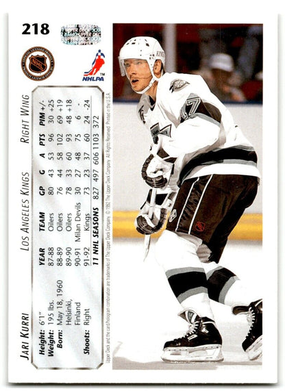 1992-93 Upper Deck Jari Kurri Los Angeles Kings #218