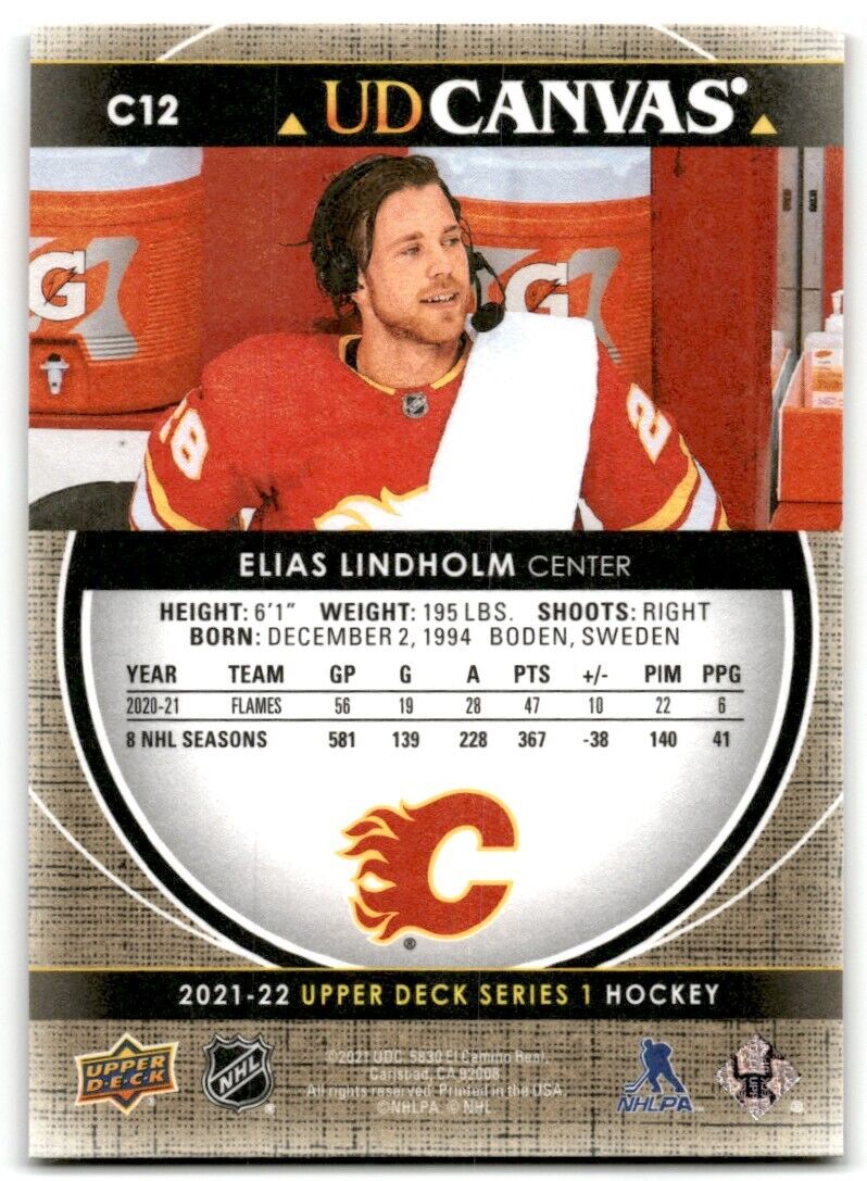 2021-22 Upper Deck UD Canvas Elias Lindholm Calgary Flames #C12