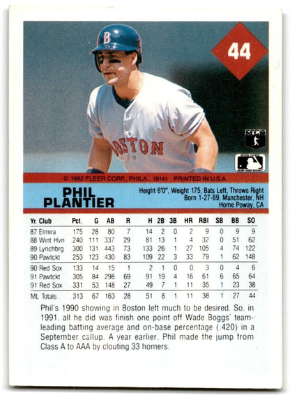 1992 Fleer Phil Plantier Boston Red Sox #44