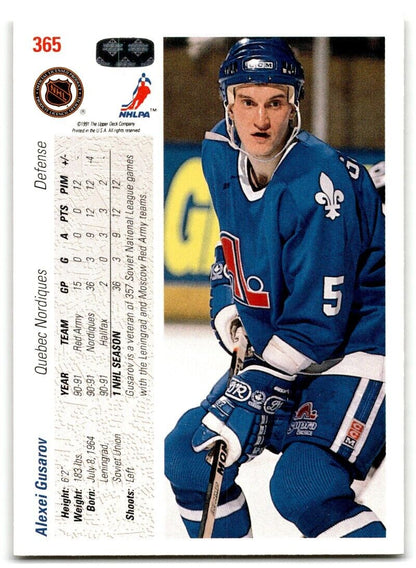 1991-92 Upper Deck Alexei Gusarov Rookie Quebec Nordiques #365