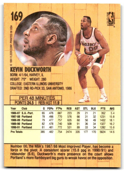 1991-92 Fleer Kevin Duckworth Portland Trail Blazers #169