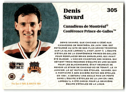 1991-92 Pro Set French Denis Savard Montreal Canadiens #305