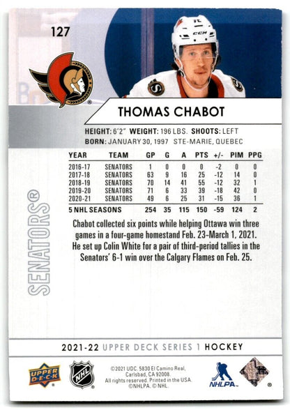 2021-22 Upper Deck Thomas Chabot Ottawa Senators #127