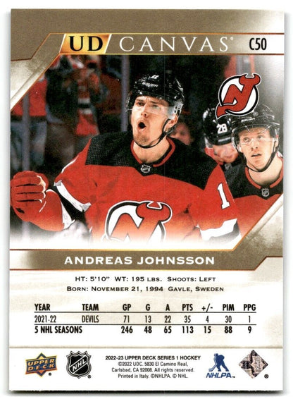 2022-23 Upper Deck UD Canvas Andreas Johnsson New Jersey Devils #C50