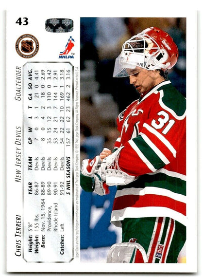 1992-93 Upper Deck Chris Terreri New Jersey Devils #43