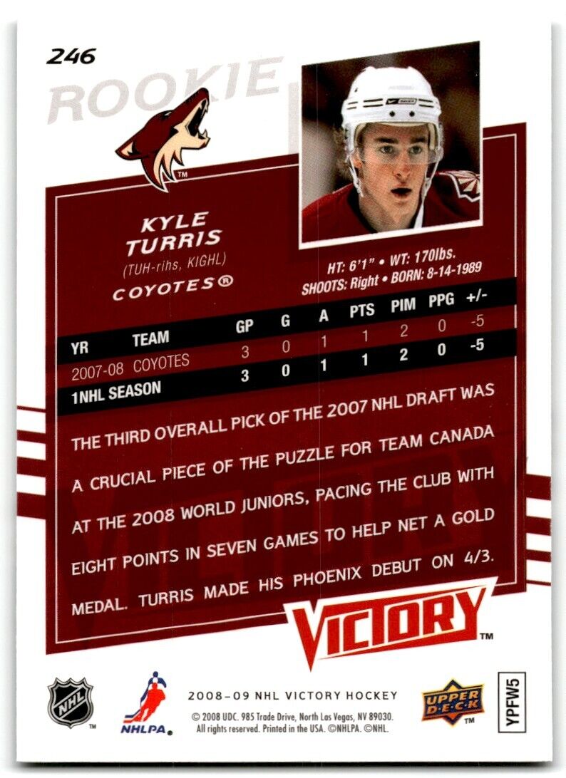 2008-09 Upper Deck Victory Kyle Turris Rookie Phoenix Coyotes #246