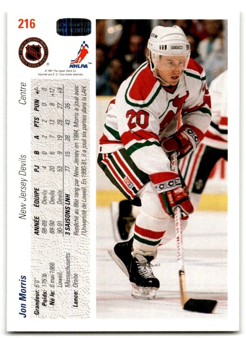 1991-92 Upper Deck French Jon Morris New Jersey Devils #216