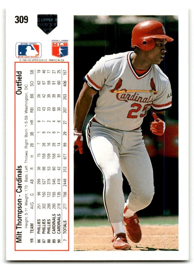 1991 Upper Deck Milt Thompson St. Louis Cardinals #309