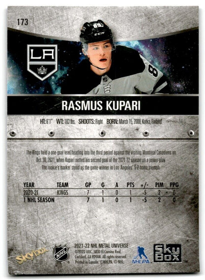 2021-22 Skybox Metal Universe Rasmus Kupari Rookie Los Angeles Kings #173