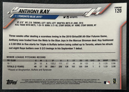 2020 Topps Chrome Anthony Kay Rookie Toronto Blue Jays #120