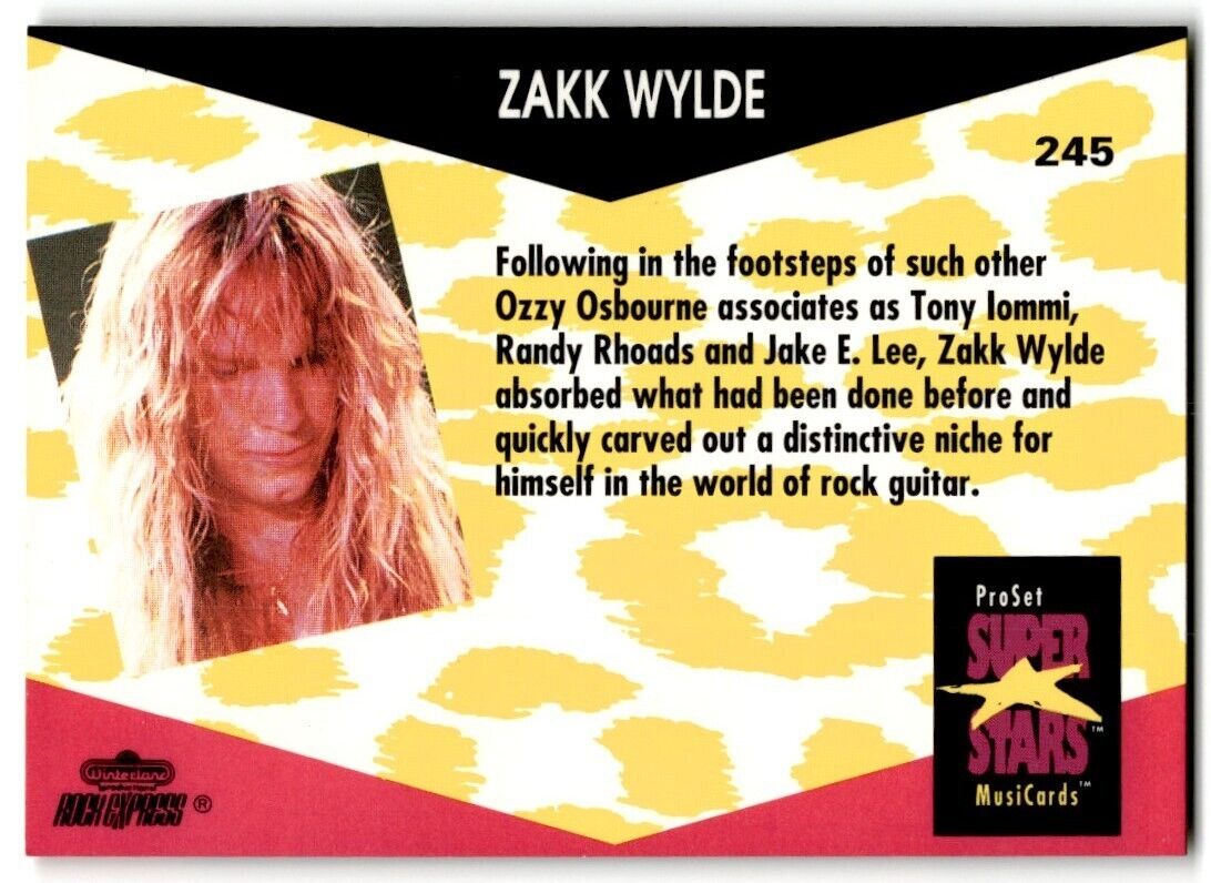 1991-92 ProSet Super Stars MusiCard Zakk Wylde #245