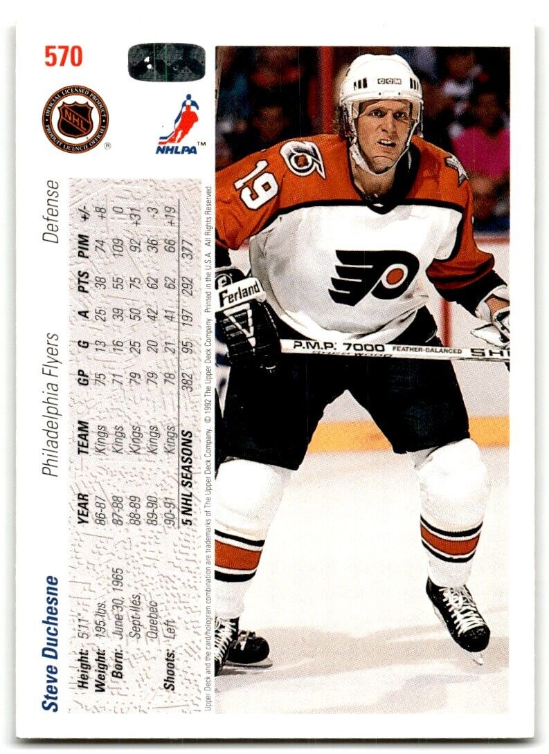 1991-92 Upper Deck Steve Duchesne Philadelphia Flyers #570