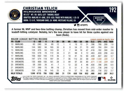 2023 Topps Christian Yelich Milwaukee Brewers #192