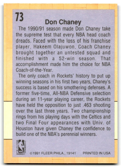 1991-92 Fleer Don Chaney Houston Rockets #73