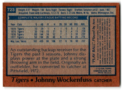 1978 Topps Burger King Detroit Tigers John Wockenfuss Detroit Tigers #3