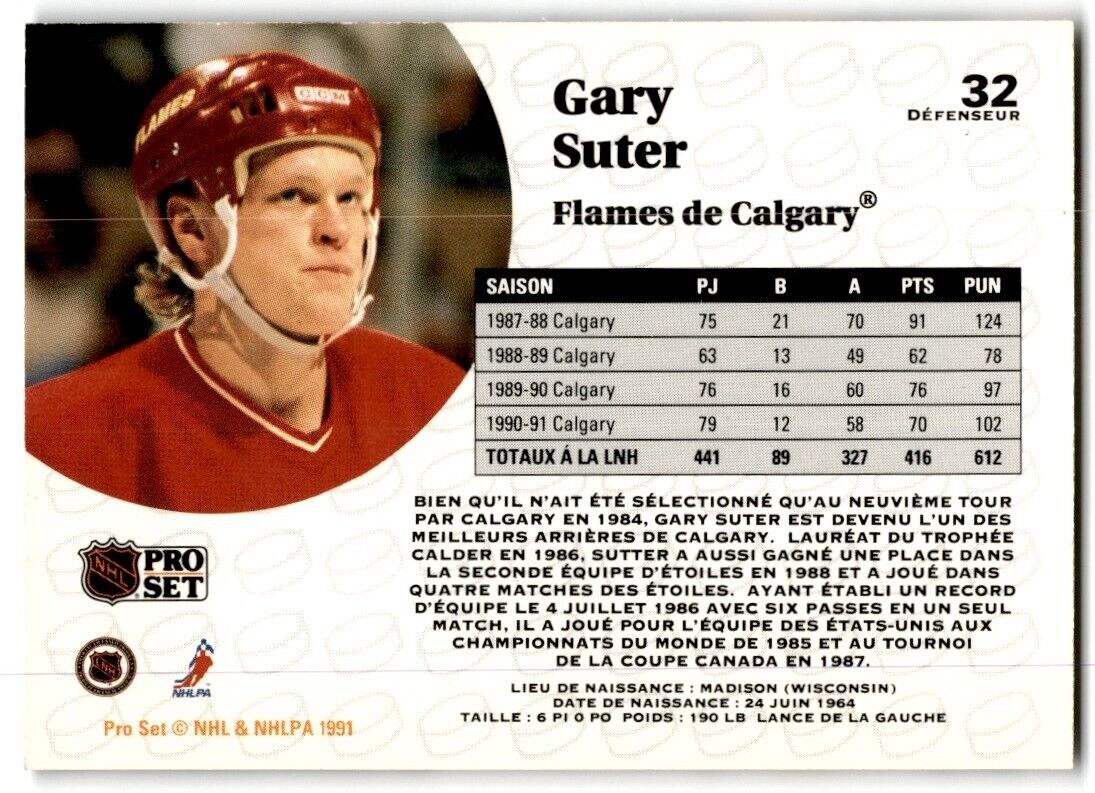 1991-92 Pro Set Gary Suter Calgary Flames #32